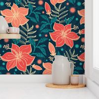 Vibrant tropical flowers seamless