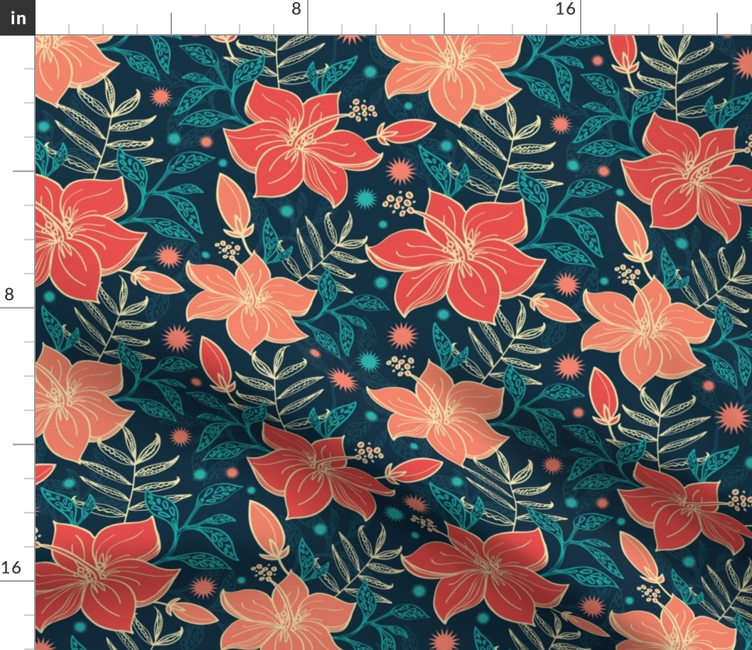 Vibrant tropical flowers seamless