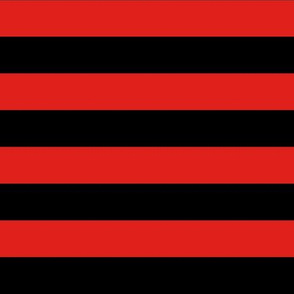 Stripes - Horizontal - 1 inch (2.54cm) - Black (#000000) & Red (#E0201B)