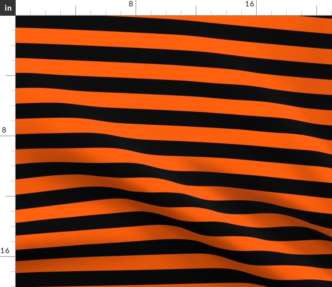 Stripes - Horizontal - 1 inch (2.54cm) - Orange  (#FF5F00) & Black (#000000)