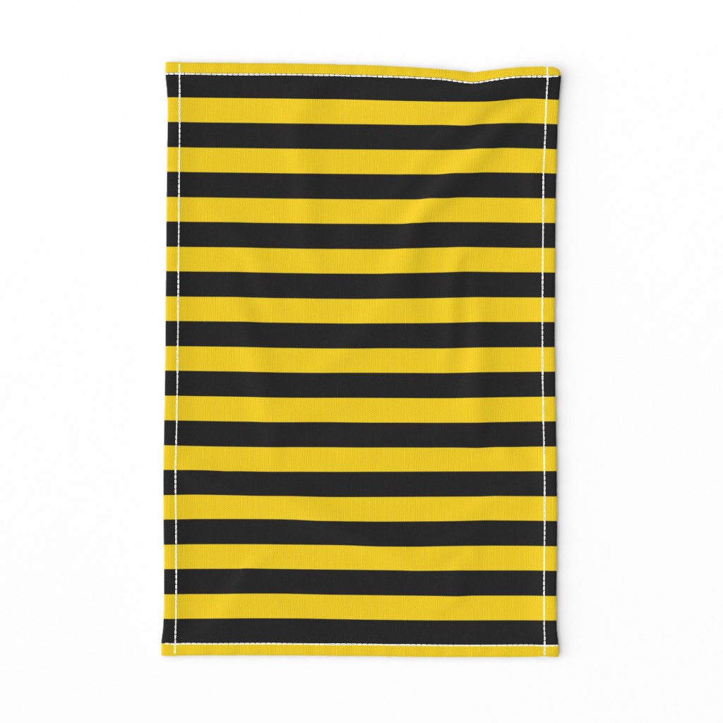 Stripes - Horizontal - 1 inch (2.54cm) - Yellow  (#FFD900) & Black (#000000)