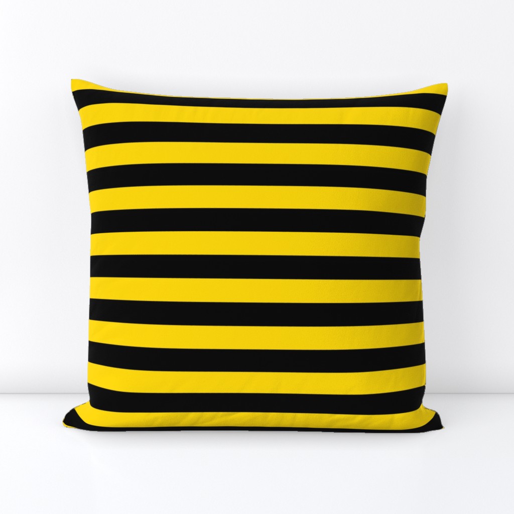 Stripes - Horizontal - 1 inch (2.54cm) - Yellow  (#FFD900) & Black (#000000)