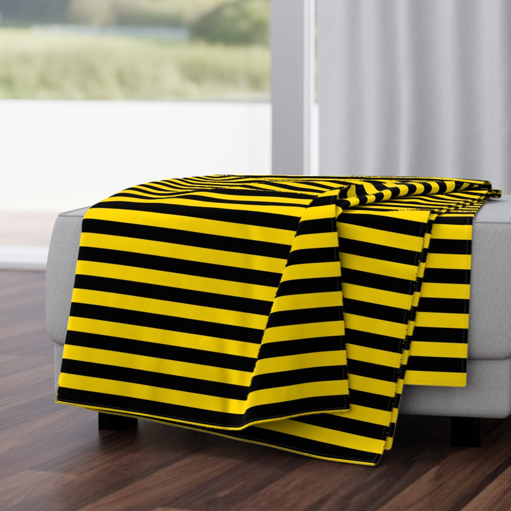 Stripes - Horizontal - 1 inch (2.54cm) - Yellow  (#FFD900) & Black (#000000)