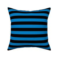 Stripes - Horizontal - 1 inch (2.54cm) - Light Blue  (#0081C8) & Black (#000000)