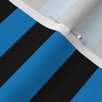 Stripes - Horizontal - 1 inch (2.54cm) - Light Blue  (#0081C8) & Black (#000000)