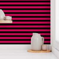 Stripes - Horizontal - 1 inch (2.54cm) - Dark Pink (#D30053) & Black (#000000)