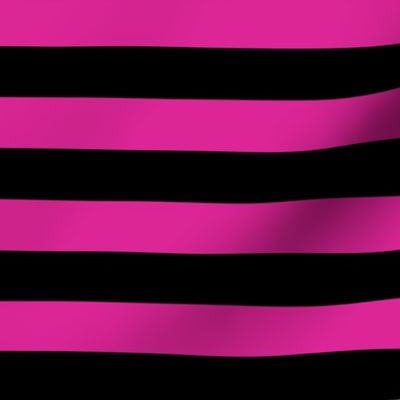 Stripes - Horizontal - 1 inch (2.54cm) - Medium Pink (#DD2695) & Black (#000000)