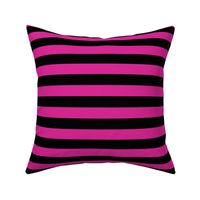 Stripes - Horizontal - 1 inch (2.54cm) - Medium Pink (#DD2695) & Black (#000000)