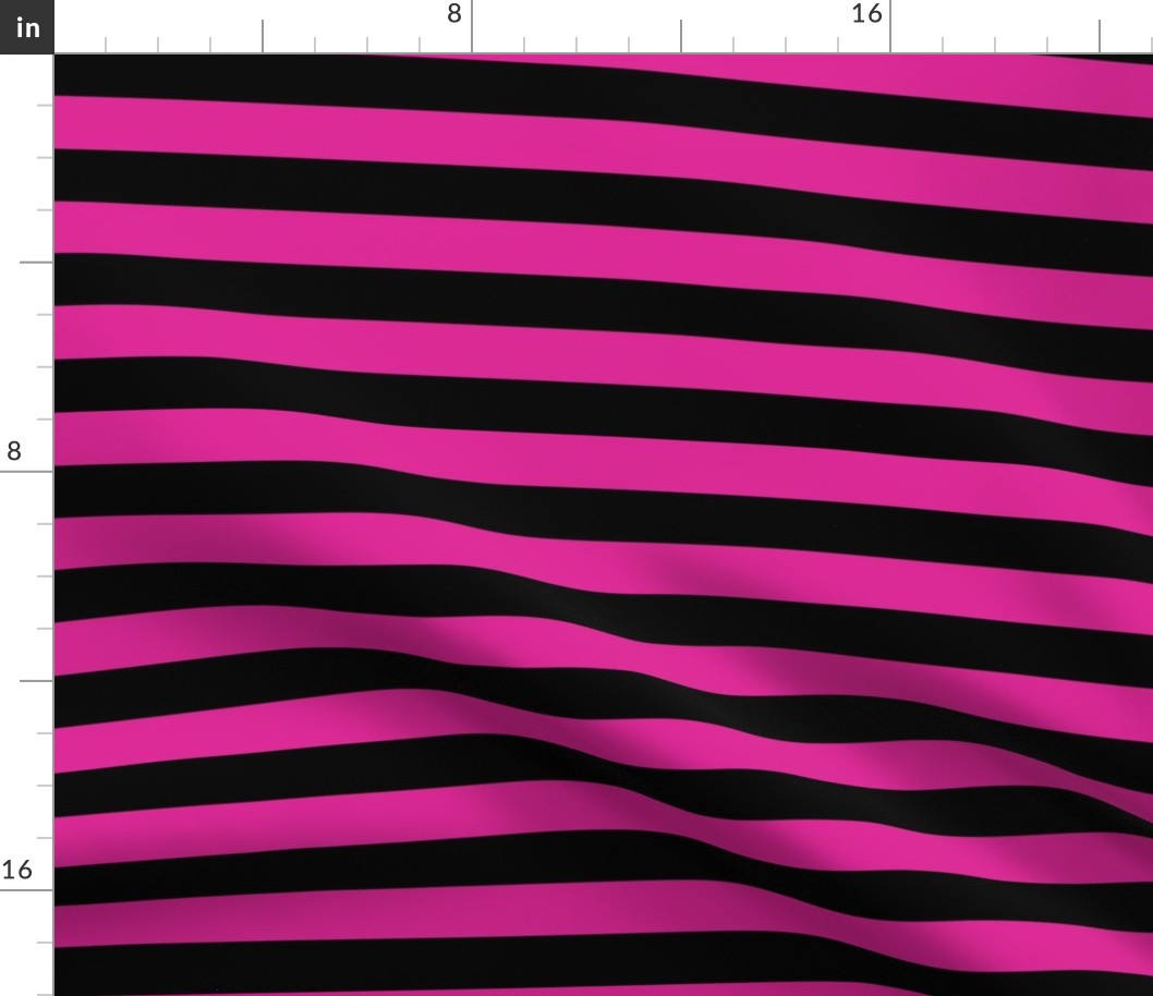 Stripes - Horizontal - 1 inch (2.54cm) - Medium Pink (#DD2695) & Black (#000000)