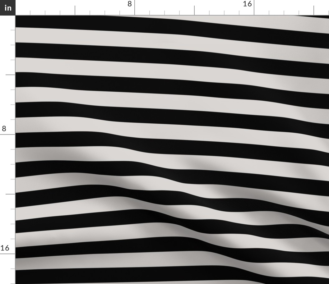 Stripes - Horizontal - 1 inch (2.54cm) - Light Grey (#D9D6D4) & Black (#000000)