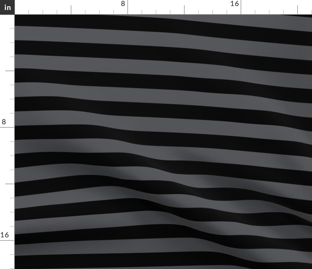 Stripes - Horizontal - 1 inch (2.54cm) - Dark Grey (#545559) & Black (#000000)