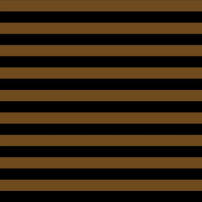 Stripes - Horizontal - 1 inch (2.54cm) - Dark Brown (#995e13) & Black (#000000)