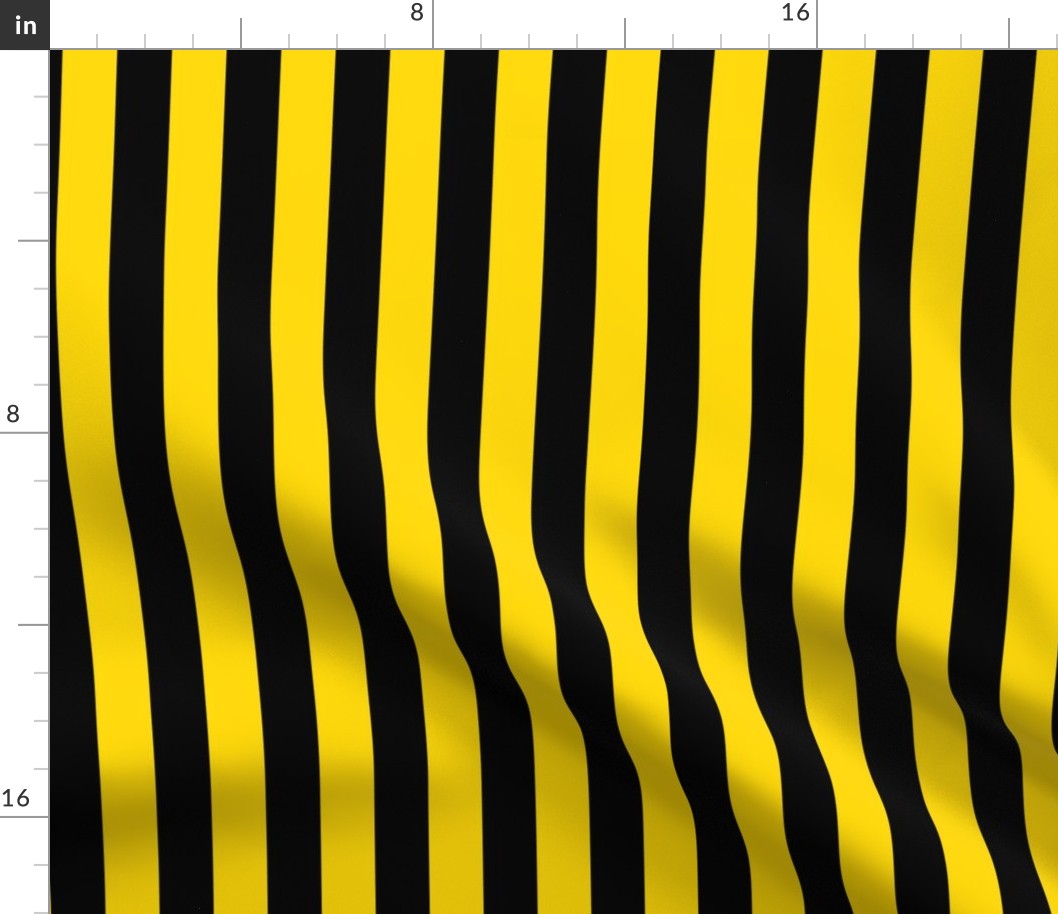 Stripes - Vertical - 1 inch (2.54cm) - Yellow  (#ffd900)
