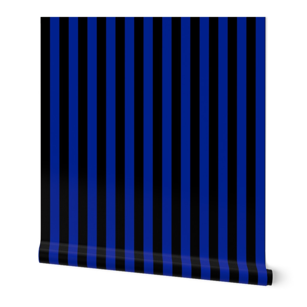 Stripes - Vertical - 1 inch (2.54cm) - Dark Blue (#002398) & Black (#000000)