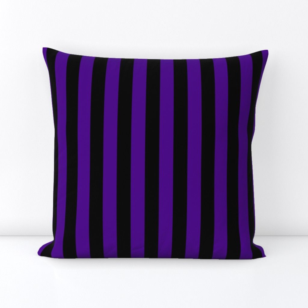 Stripes - Vertical - 1 inch (2.54cm) - Dark Purple (#4D008A) & Black (#000000)