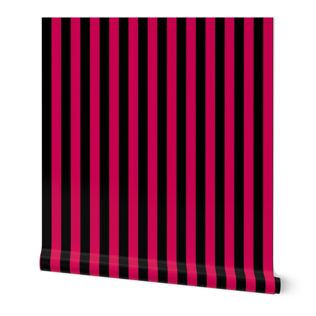 Stripes - Vertical - 1 inch (2.54cm) - Dark Pink (#D30053) & Black (#000000)