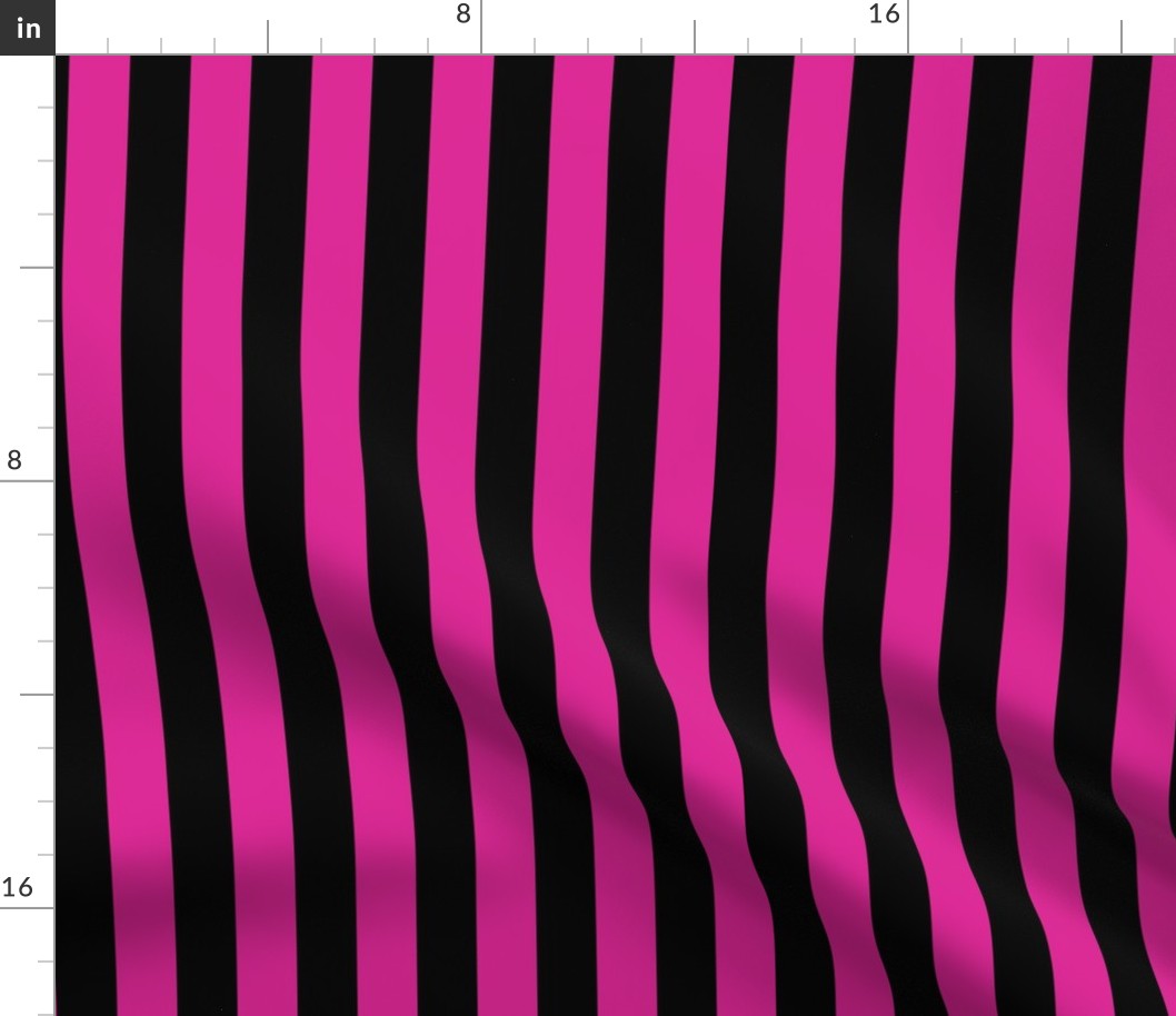 Stripes - Vertical - 1 inch (2.54cm) - Pink (#DD2695) & Black (#000000)