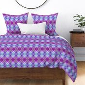 WATERCOLOR PUMPKINS DIAGONAL PLAID BLUE PURPLE HARMONY