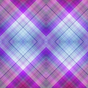 WATERCOLOR PUMPKINS DIAGONAL PLAID BLUE PURPLE HARMONY