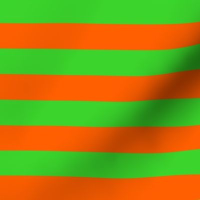 Stripes - Horizontal - 1 inch (2.54cm) - Orange (FF5F00) & Green (3AD42D)