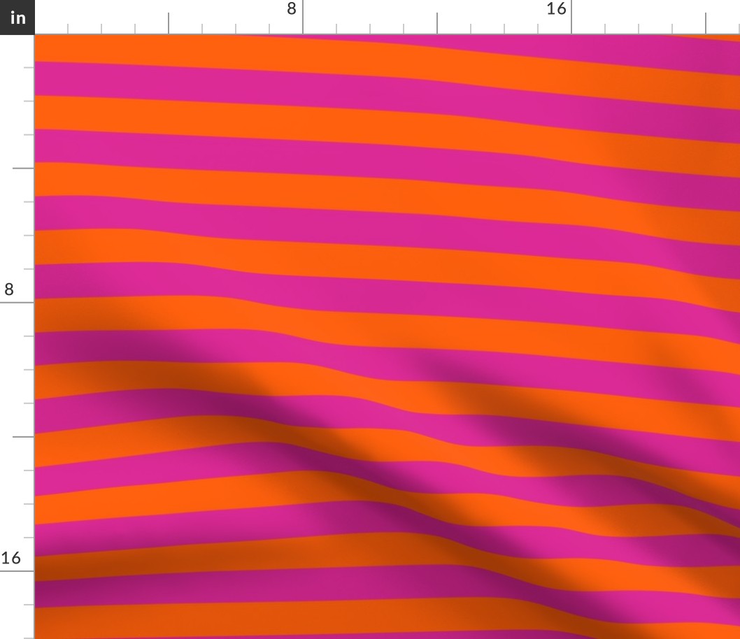 Stripes - Horizontal - 1 inch (2.54cm) - Orange (FF5F00) & Pink (DD2695)