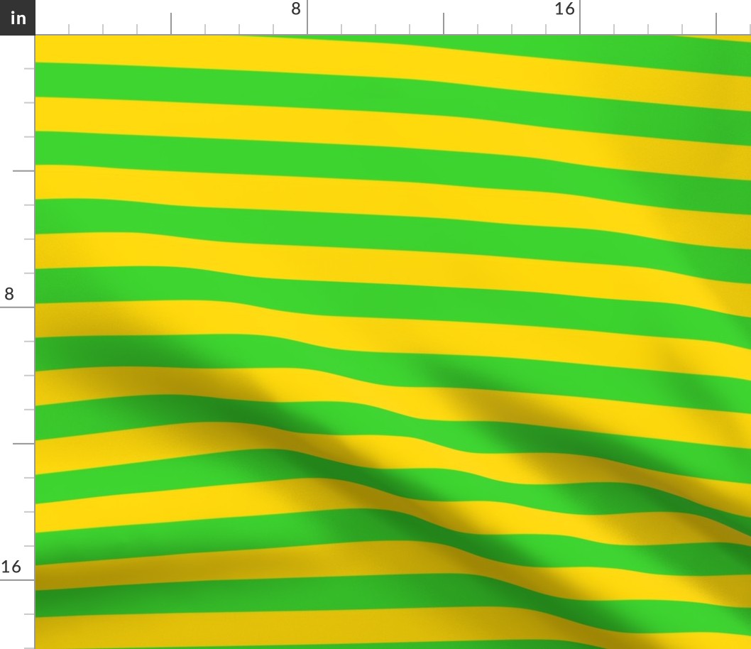 Stripes - Horizontal - 1 inch (2.54cm) - Yellow (FFD900) & Green (3AD42D)