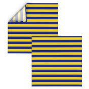 Stripes - Horizontal - 1 inch (2.54cm) - Yellow (FFD900) & Dark Blue (002398)