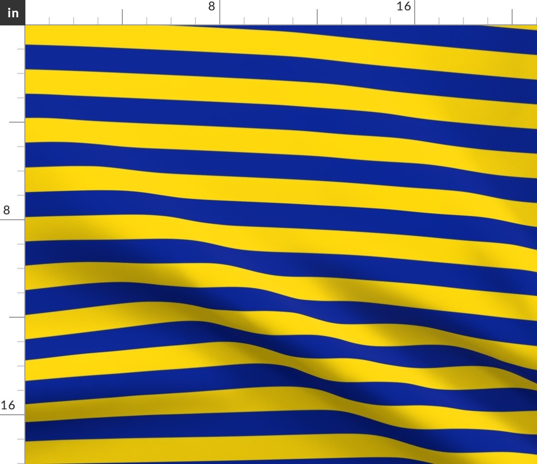 Stripes - Horizontal - 1 inch (2.54cm) - Yellow (FFD900) & Dark Blue (002398)