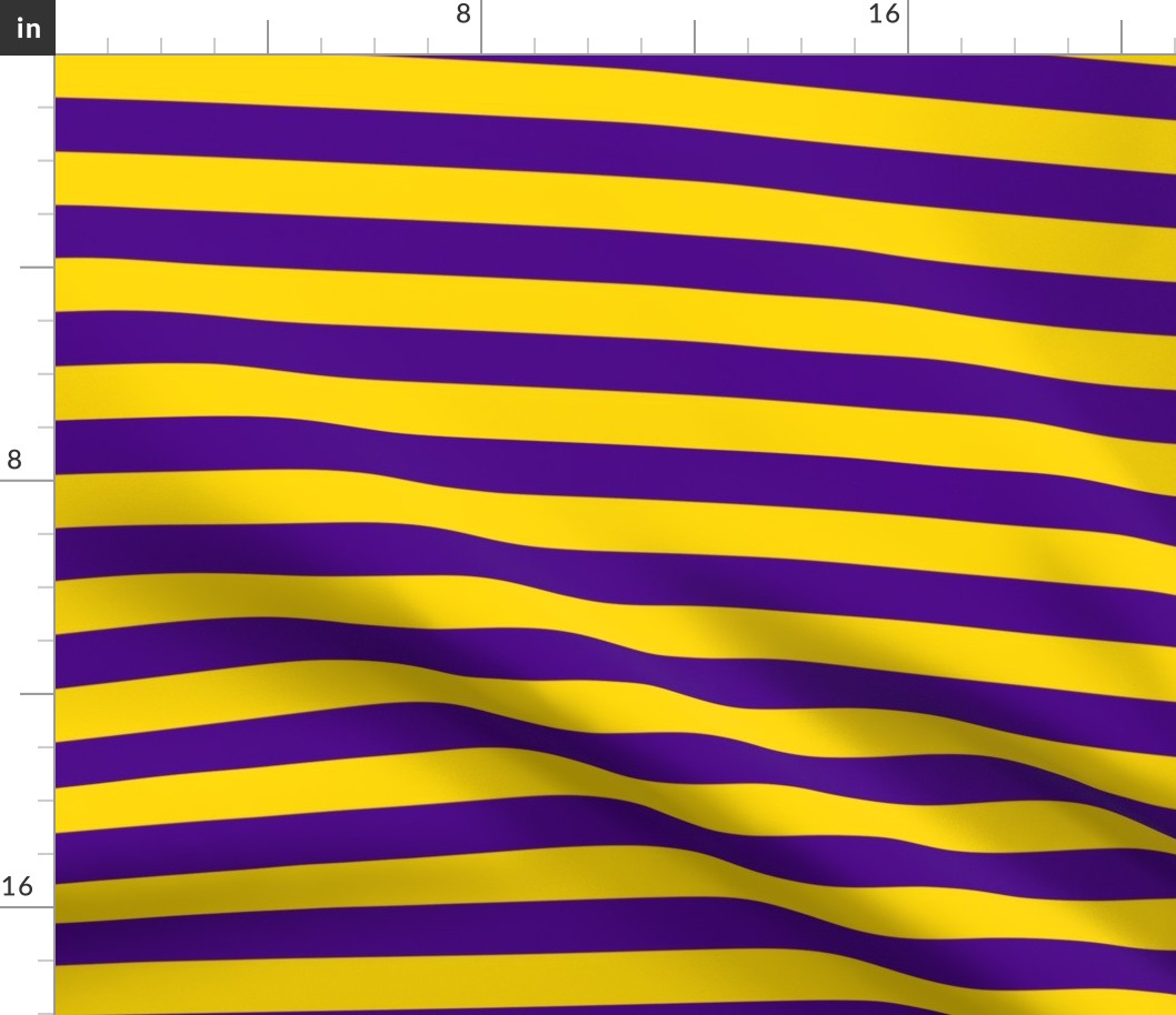 Stripes - Horizontal - 1 inch (2.54cm) - Yellow (FFD900) & Purple (4D008A)