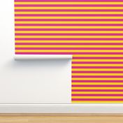 Stripes - Horizontal - 1 inch (2.54cm) -  Yellow (FFD900) & Pink (DD2695)