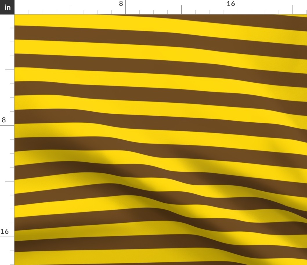 Horizontal Stripes - 1 inch wide - Yellow (#FFD900) & Brown (#6e4a1c)