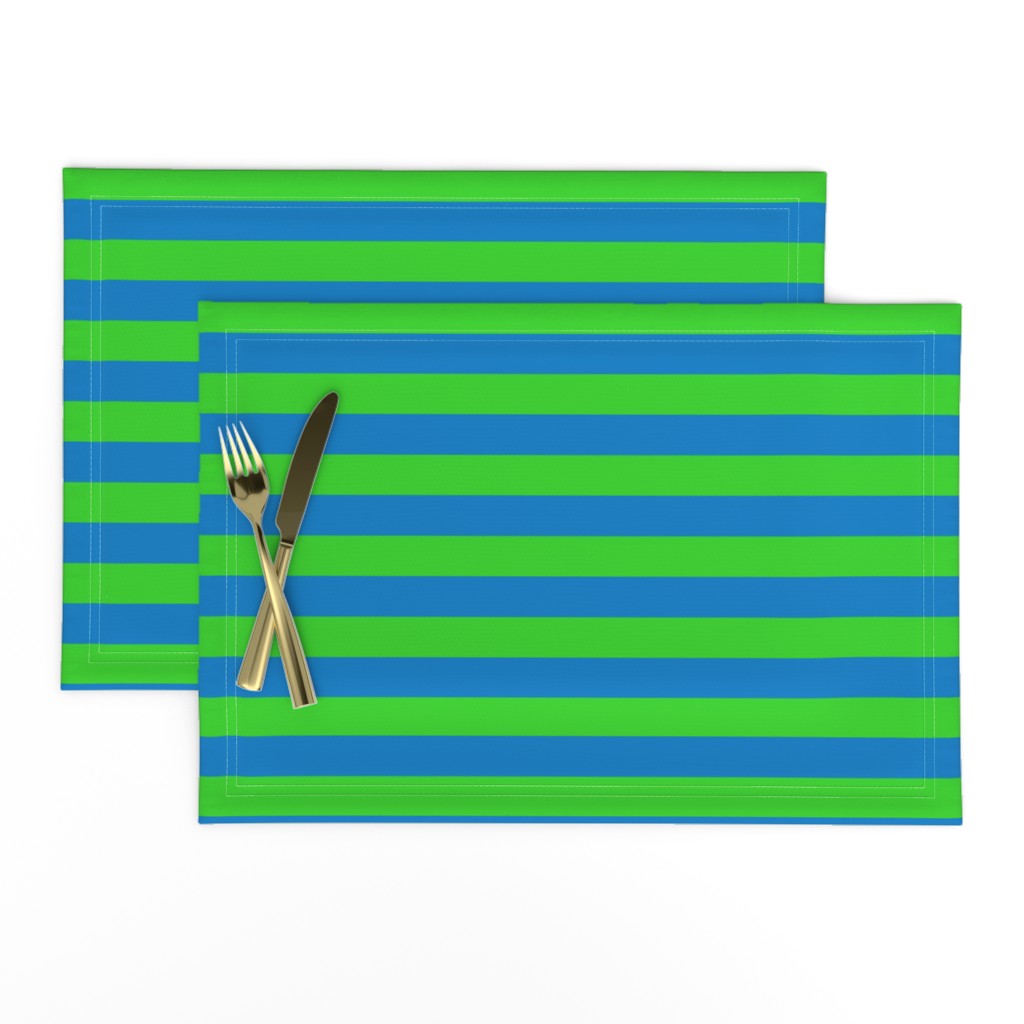 Stripes - Horizontal - 1 inch (2.54cm) - Green (3AD42D) and Light Blue (0081C8)