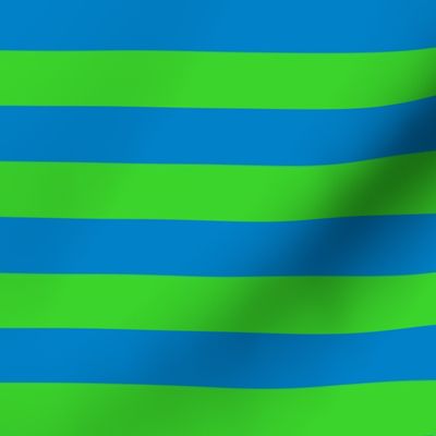 Stripes - Horizontal - 1 inch (2.54cm) - Green (3AD42D) and Light Blue (0081C8)