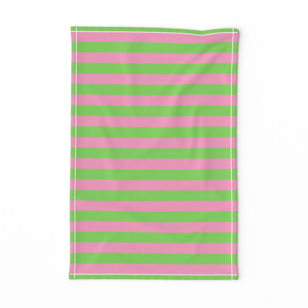 Stripes - Horizontal - 1 inch (2.54cm) - Pale Green (89DA65) and Light Pink (FBA0C6)