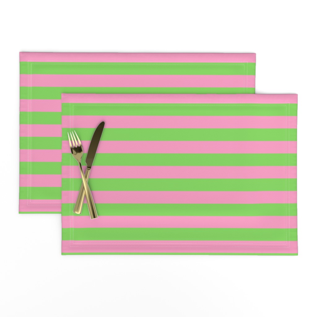 Stripes - Horizontal - 1 inch (2.54cm) - Pale Green (89DA65) and Light Pink (FBA0C6)