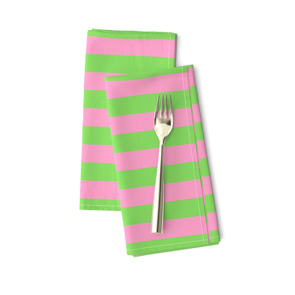 Stripes - Horizontal - 1 inch (2.54cm) - Pale Green (89DA65) and Light Pink (FBA0C6)