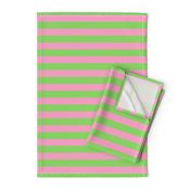 Stripes - Horizontal - 1 inch (2.54cm) - Pale Green (89DA65) and Light Pink (FBA0C6)