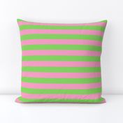 Stripes - Horizontal - 1 inch (2.54cm) - Pale Green (89DA65) and Light Pink (FBA0C6)