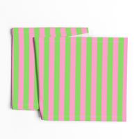 Stripes - Horizontal - 1 inch (2.54cm) - Pale Green (89DA65) and Light Pink (FBA0C6)