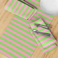 Stripes - Horizontal - 1 inch (2.54cm) - Pale Green (89DA65) and Light Pink (FBA0C6)