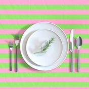 Stripes - Horizontal - 1 inch (2.54cm) - Pale Green (89DA65) and Light Pink (FBA0C6)