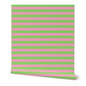 Stripes - Horizontal - 1 inch (2.54cm) - Pale Green (89DA65) and Light Pink (FBA0C6)