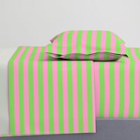 Stripes - Horizontal - 1 inch (2.54cm) - Pale Green (89DA65) and Light Pink (FBA0C6)