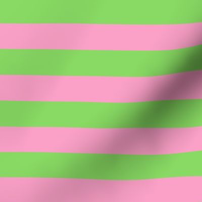 Stripes - Horizontal - 1 inch (2.54cm) - Pale Green (89DA65) and Light Pink (FBA0C6)