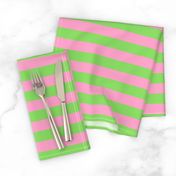 Stripes - Horizontal - 1 inch (2.54cm) - Pale Green (89DA65) and Light Pink (FBA0C6)