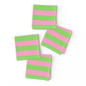 Stripes - Horizontal - 1 inch (2.54cm) - Pale Green (89DA65) and Light Pink (FBA0C6)