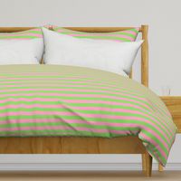 Stripes - Horizontal - 1 inch (2.54cm) - Pale Green (89DA65) and Light Pink (FBA0C6)