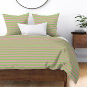 Stripes - Horizontal - 1 inch (2.54cm) - Pale Green (89DA65) and Light Pink (FBA0C6)