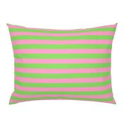 Stripes - Horizontal - 1 inch (2.54cm) - Pale Green (89DA65) and Light Pink (FBA0C6)