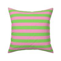 Stripes - Horizontal - 1 inch (2.54cm) - Pale Green (89DA65) and Light Pink (FBA0C6)